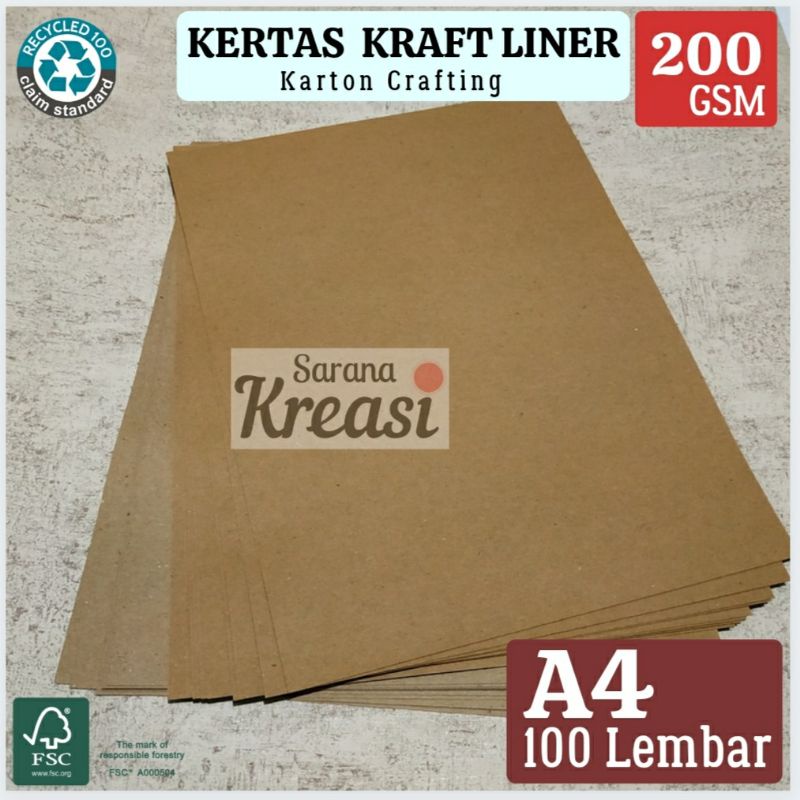 

Kertas Kraft Karton 200g A4 isi 100 Lembar | Kertas Samson Craft Liner