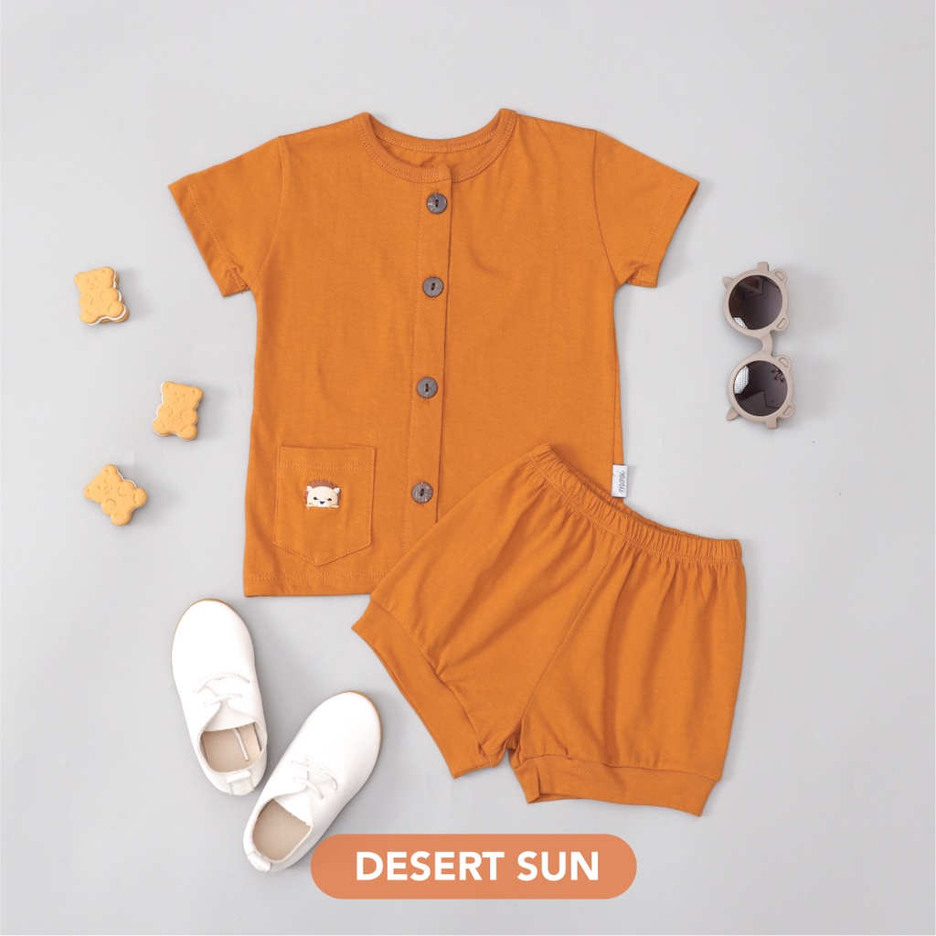 Mooi Setelan Bayi Zoey Button Set-DESERT SUN