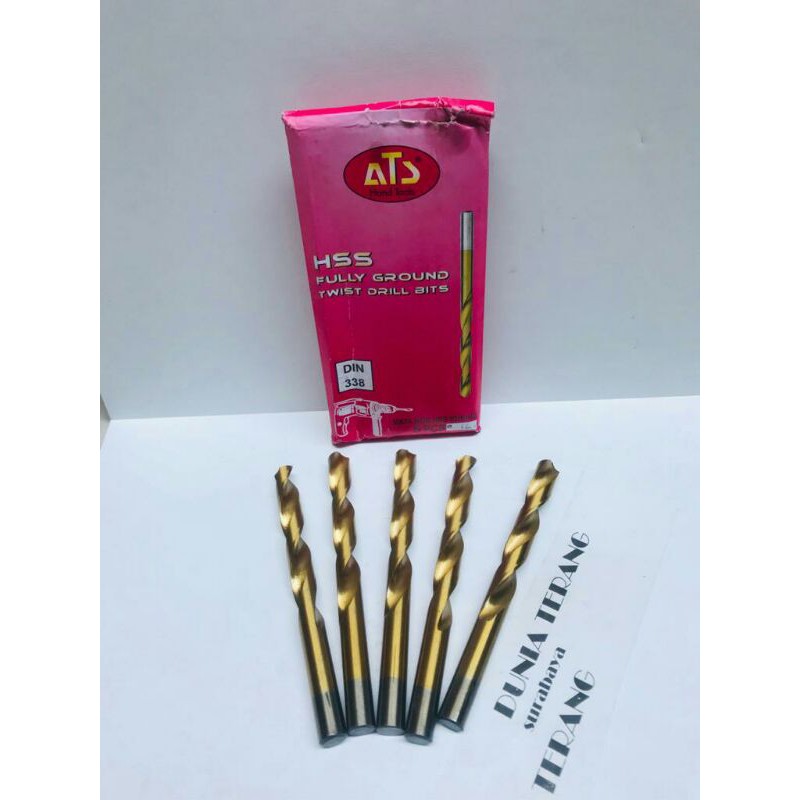 Mata Bor Besi ATS 12,5mm Kuning - HSS TiN Coated Fully Ground Twist Drill Bits 12.5 12,5 mm