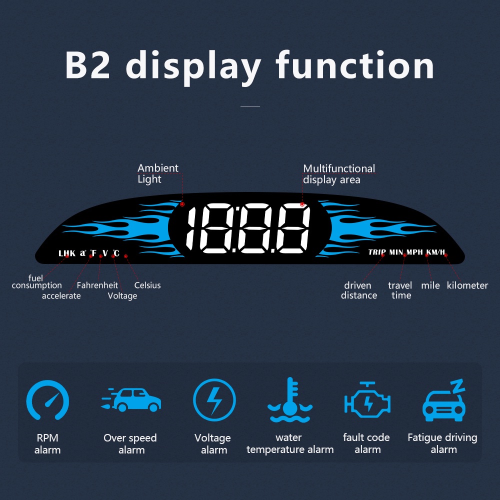 B2 Head Up Displayhud OBD Mobil Dengan Speedometer Peringatan Kecepatan