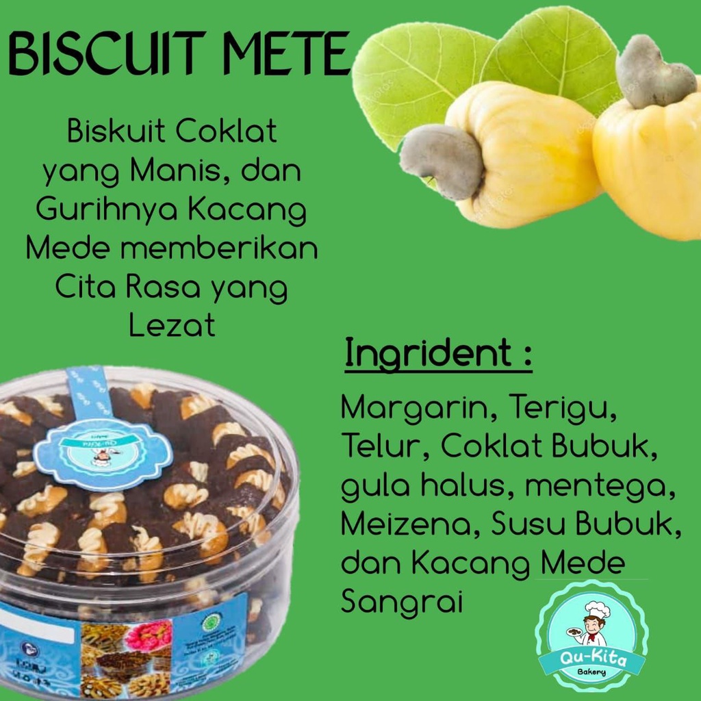 

Kue Kering Reguler / Kue Lebaran Premium Package Varian Biskuit Mete Qu-Kita Bakery