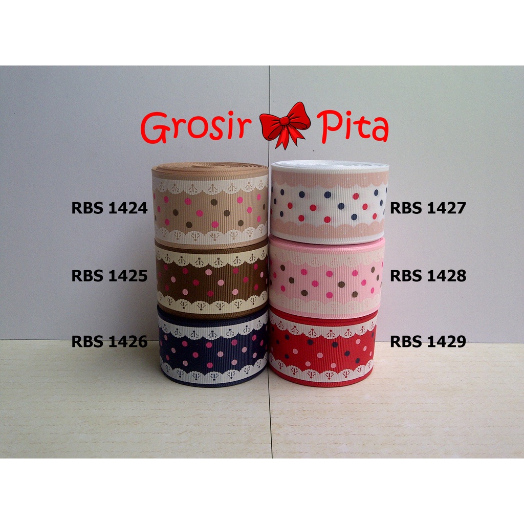 

(25 yard) Pita Grosgrain Motif Polkadot RBS 1424,1425,1426,1427,1428,1429 | Toko Bahan Craft | Grosir Pita