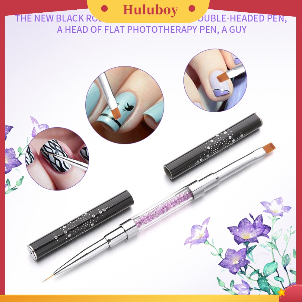 Huluboy Huluboy♡ Pen Brush Nail Art UV Gel Dua Sisi Untuk Menggambar / Melukis Garis