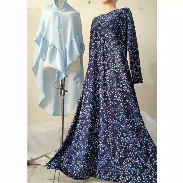 Gamis set murah motif navy