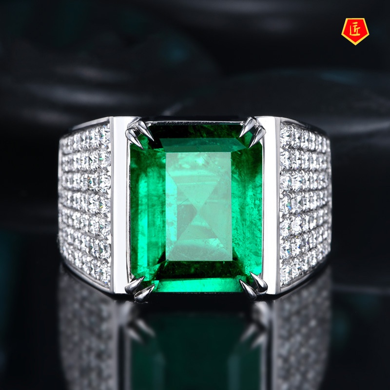 [Ready Stock]Fashion Personality 8 Karat Green Gem Ring