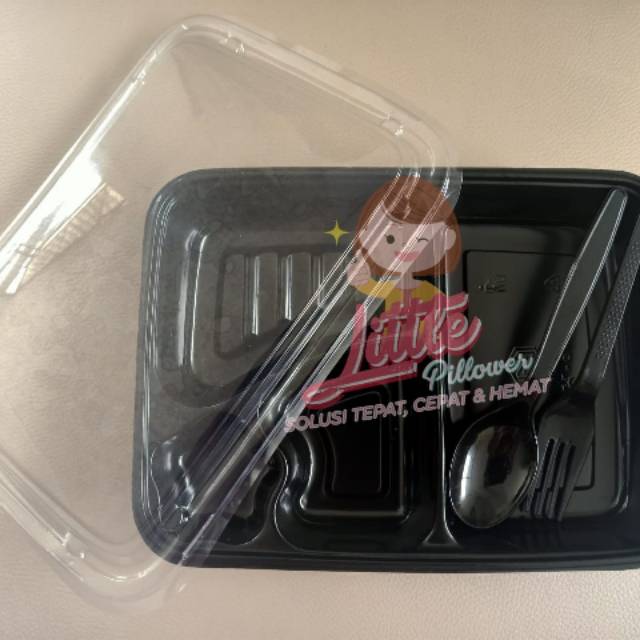 (ISI 25PCS 4S HITAM+GARPU+SENDOK) Tray Bento/Box Bento