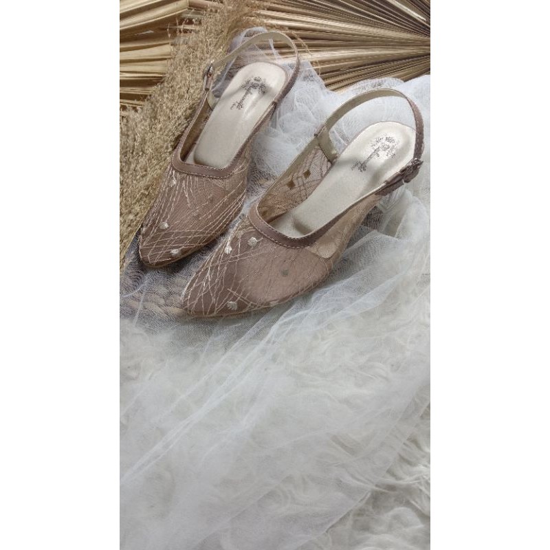 clarisaa mocca Lace brukat 5cm hak kaca