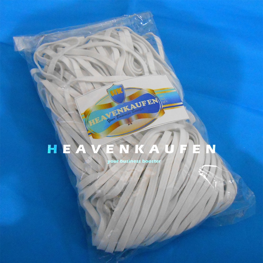 Karet Elastis Elastic 5 mm Putih Harga Per Rol isi 50 Meter Untuk Tali Masker Dll