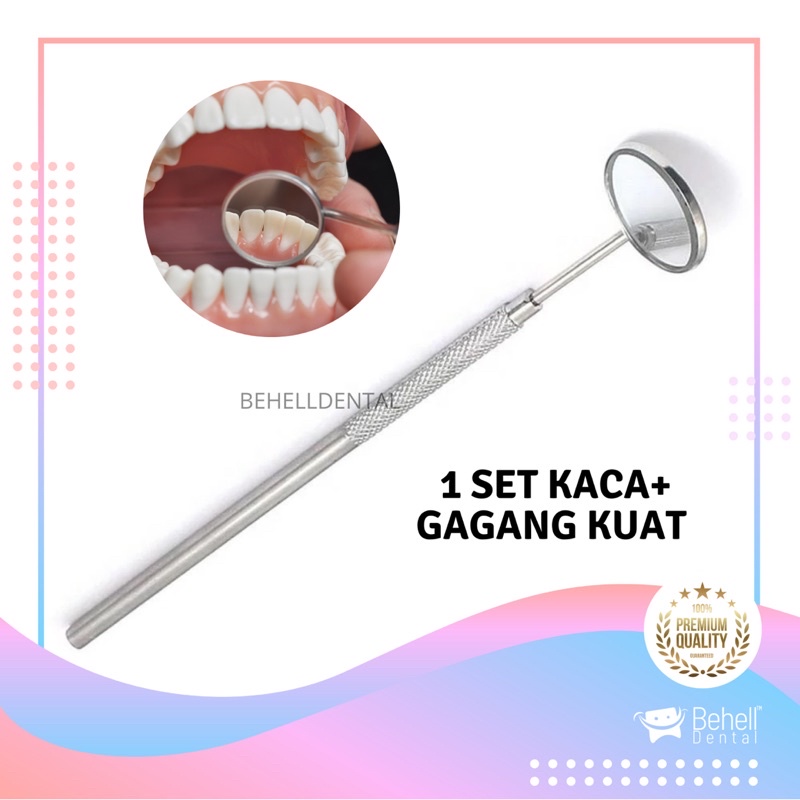 KACA MULUT GIGI BEHEL KACA MULUT SS + GAGANG ANTI KARAT ALAT KEDOKTERAN - DENTAL MIRROR BESI STAINLESS STEEL No 4 - Kaca Ortho Untuk Melihat Lihat Karang Gigi Plak , mulut dan Behel BEHELLDENTAL