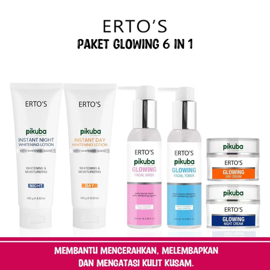 Paket Ertos Glowing Perawatan Wajah Skincare Lengkap 6in1