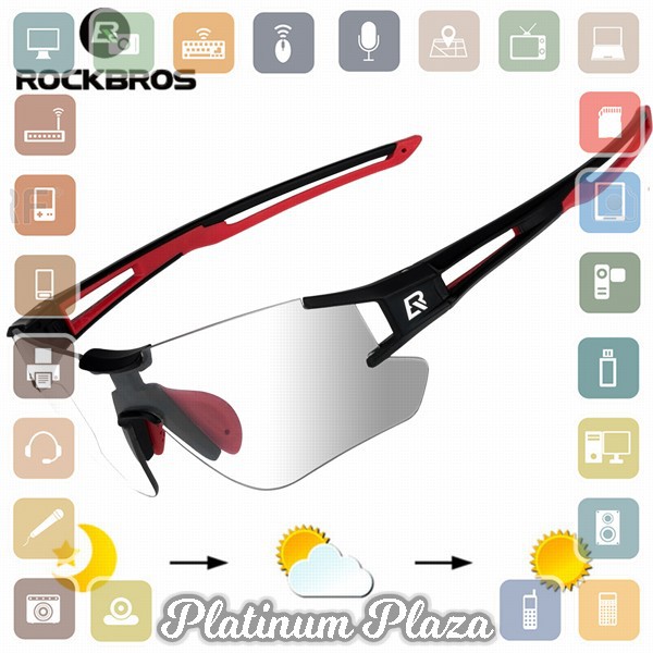 ROCKBROS Kacamata Sepeda Olahraga Lensa Photochromic - 10112 - Black/Red`3QRT0C-