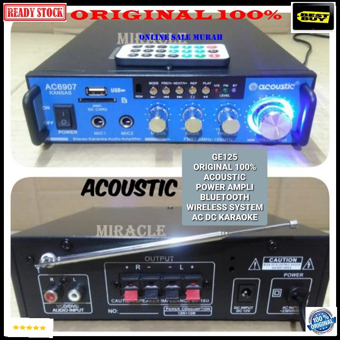 G125 original 100% acoustic power ampli bluetooth Amplifier bluetoot karaoke bluetot blutut USB MP3 player audio sistem sound system AC DC vokal vocal accu pro profesional aux dj asli radio fm music musik G125   Bisa BLUETOOTH ke segala merek HANDPHONE  B