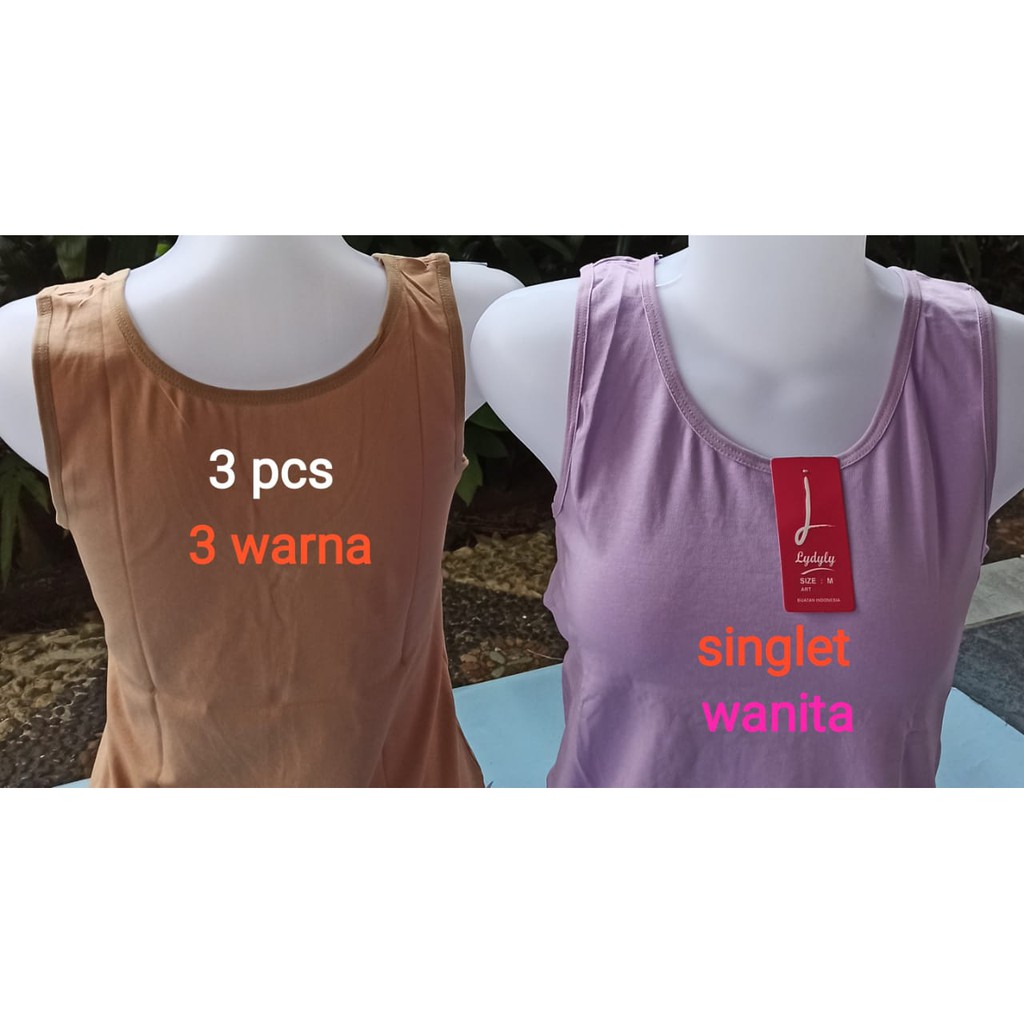 Lydyly - 3 Pcs Singlet Wanita, Pakaian dalam Wanita Berkualitas ( 6 Warna, 4 Ukuran ) - Sahabi