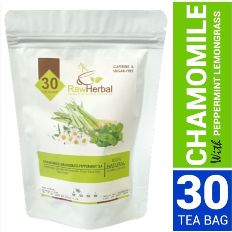 Chamomile Lemongrass Peppermint Tea : Bunga Chamomile, Daun Serai &amp; Daun Mint (30 Tea Bag)