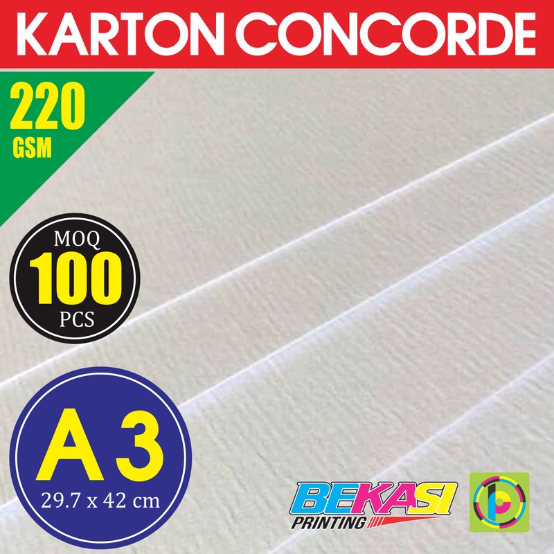

Kertas Karton Carton Concorde 220 GSM Ukuran A3 29.7x42 cm isi 100 Lbr