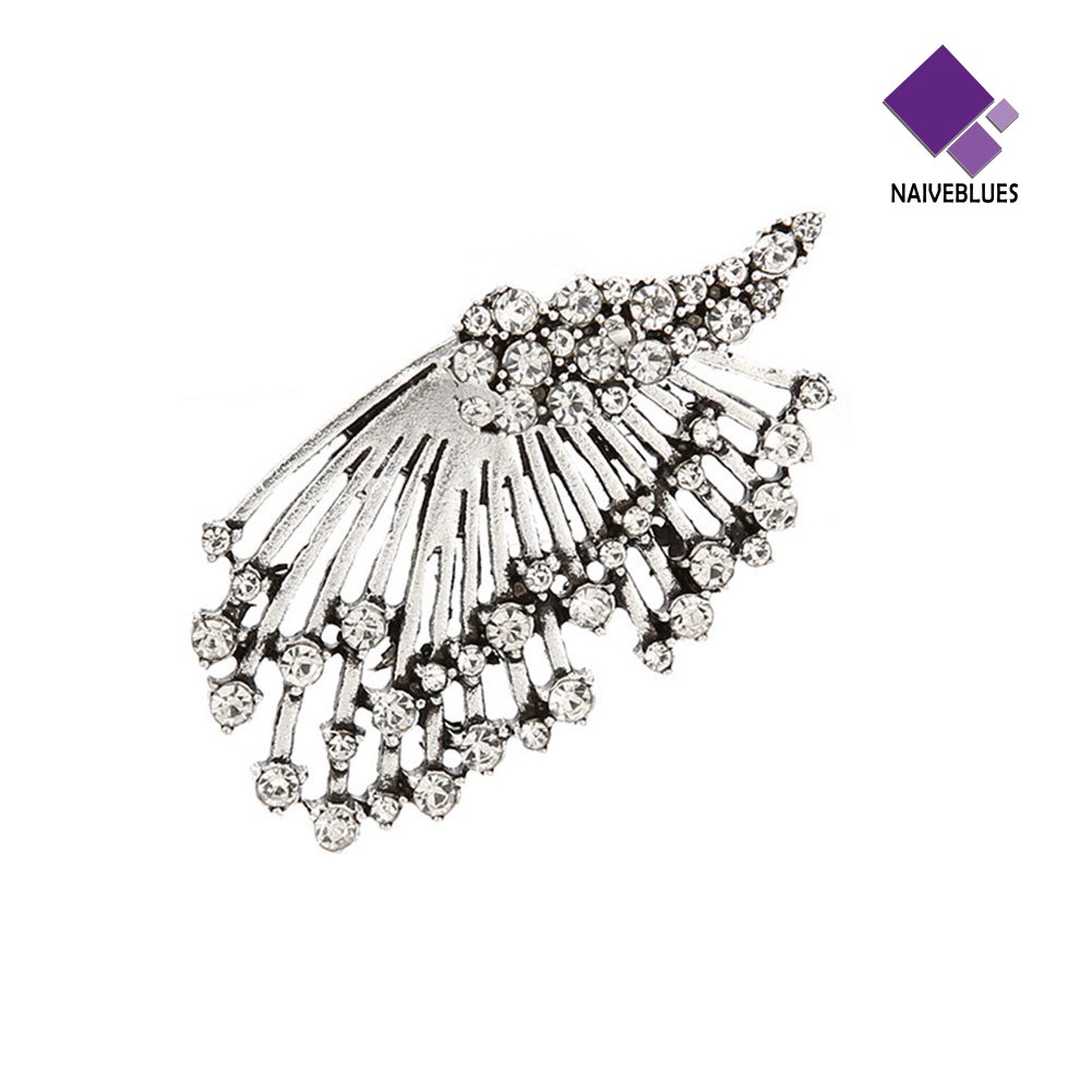 1pc Anting Bentuk Kipas Aksen Berlian Imitasi Gaya Vintage Untuk Wanita