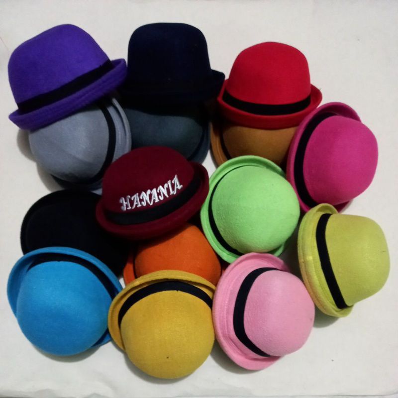 Topi Caplin Bowler Anak Laki Laki Dan Perempuan  Riquest bordir Nama