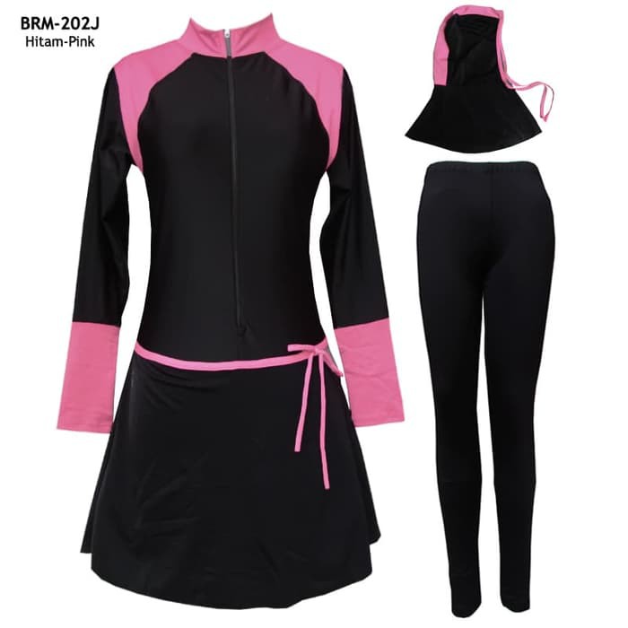 Baju Renang Muslim Jumbo BRM 202J 5L Hitam Pink Baju Renang Muslim Jumbo BRM 202J 5L Hitam Pink