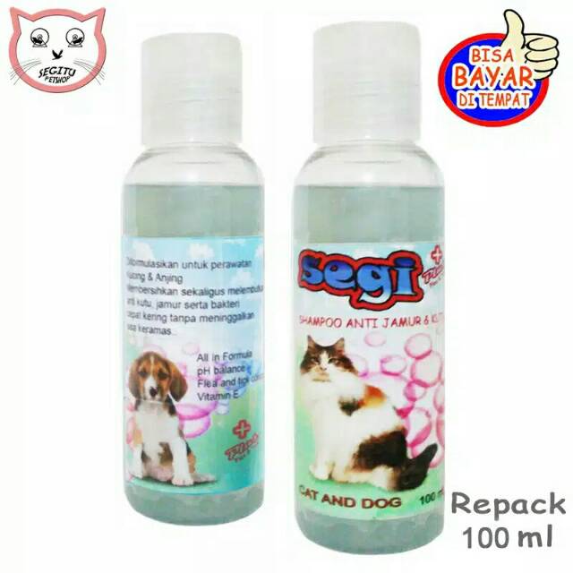 Shampo Kucing 100ml dan anjing anti kutu jamur Tic dan flea Segi plus