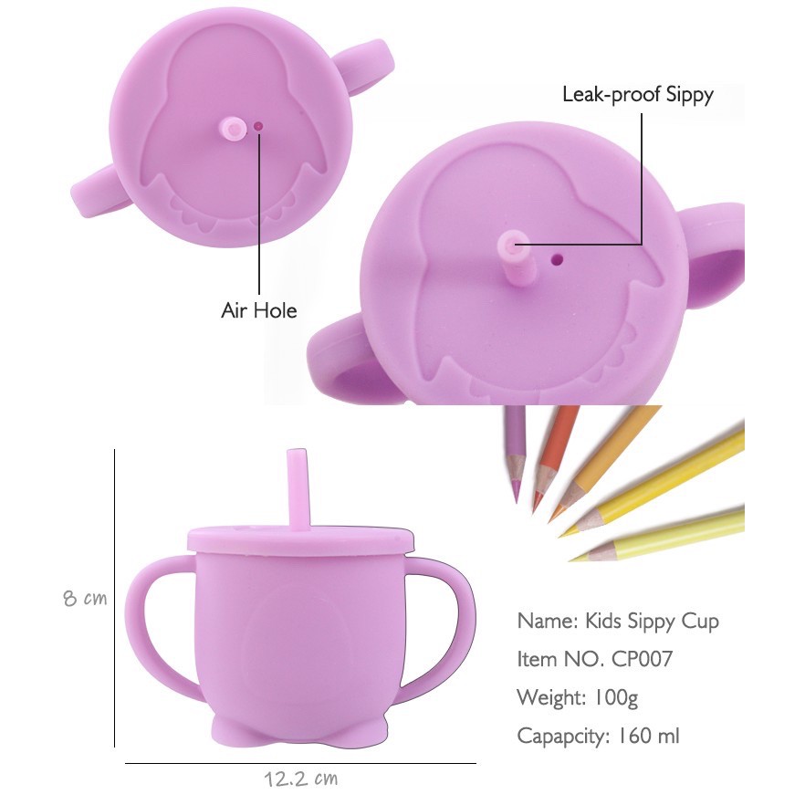 peralatan makan bayi Gelas silikon anti pecah gelas bayi training cup silicone baby cup toddler cup training Drinkware