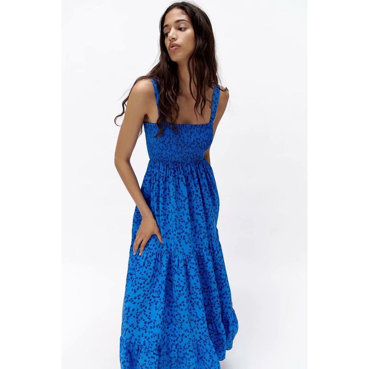 Dress casual import Blue Stretchy Half korea style biru