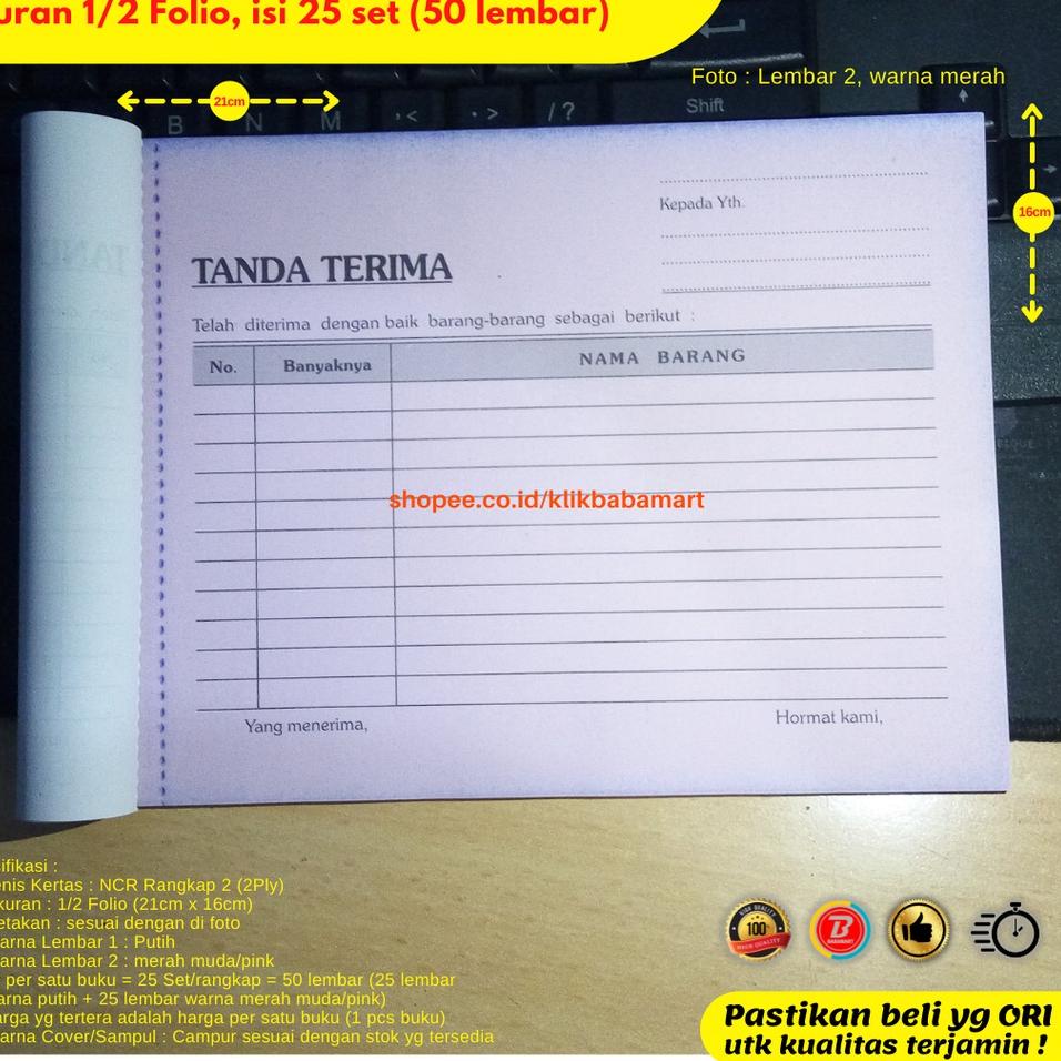 

BUKTI TANDA TERIMA BARANG LANDSCAPE 1/2 FOLIO 2 RANGKAP 2 PLY PUTIH MERAH ♪ (Hot Sale)