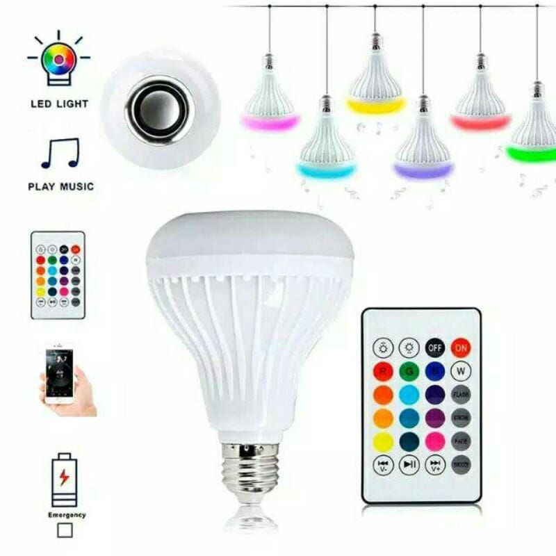 Speaker bluetooth wireless lampu music LED RGB bohlam speaker-4