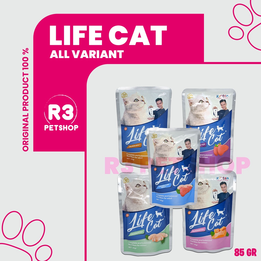 Makanan kucing basah Life Cat Pouch All Variant 85gr - Life Cat sachet