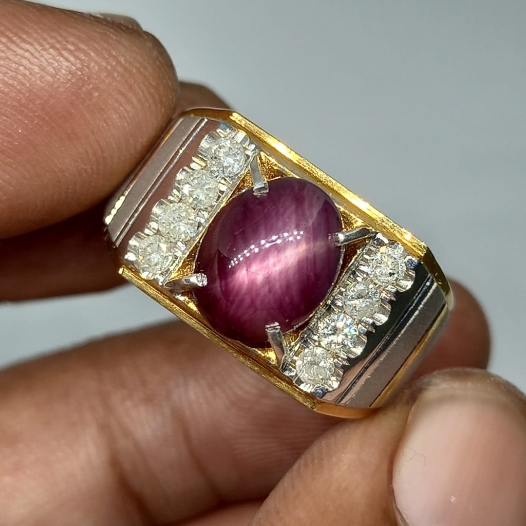 Cincin berlian perak batu ruby
