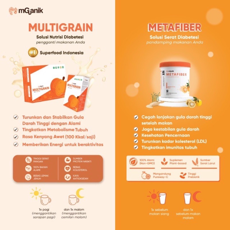 Mganik Multigrain 60 Sachet PAKET 1 BULAN,, FREE SHAKER DAN POUCH