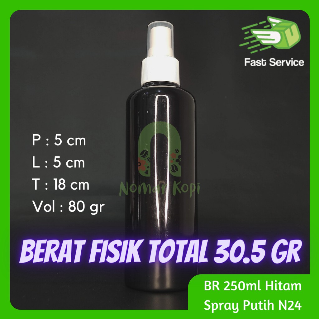 BOTOL SPRAY 250ml PET HITAM TEBAL BODY MIST PARFUM SANITIZER GROSIR