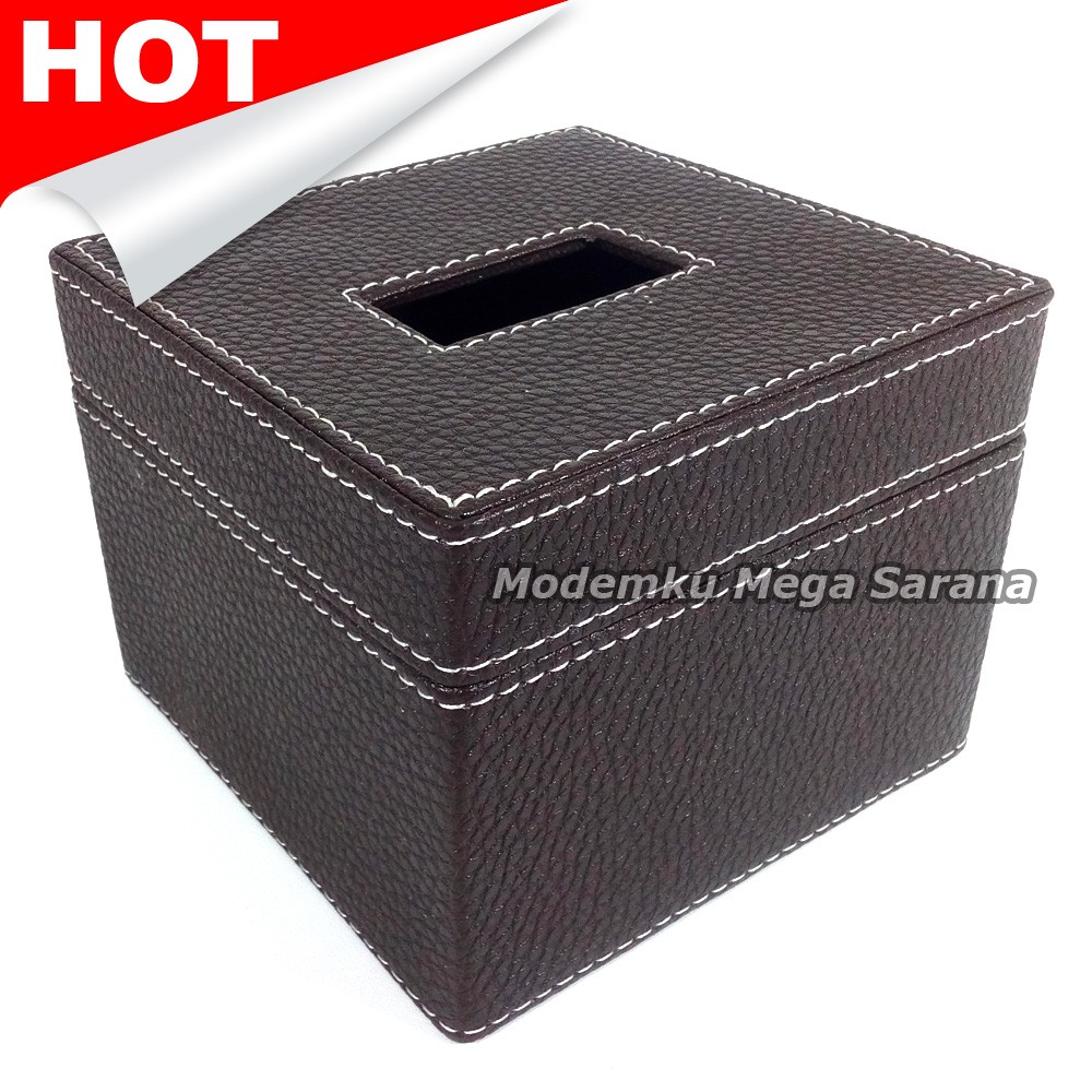 Kotak Box Tisu Vinyl 13x13x9 cm  - Coklat