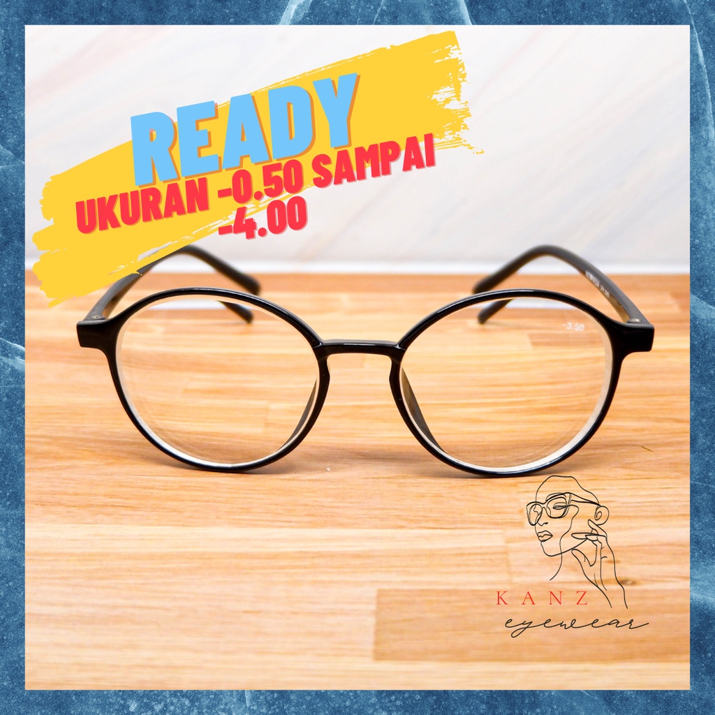 Kacamata MInus Murah Cat Eye Oval Pria Wanita Bulet Besar Korea Untuk Muka Bulat