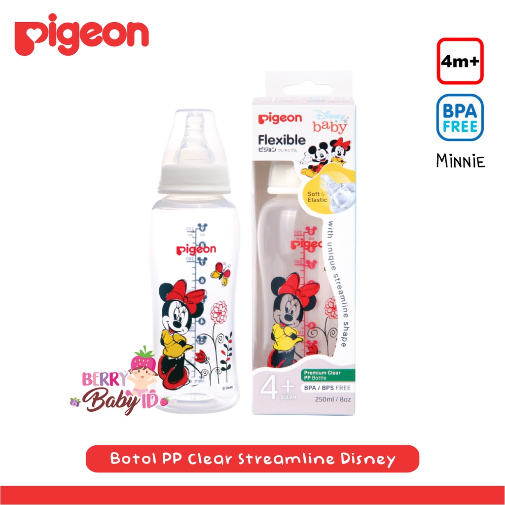 Pigeon Botol Flexibel Streamline Mickey Minnie Botol Susu Bayi 250ml Berry Mart