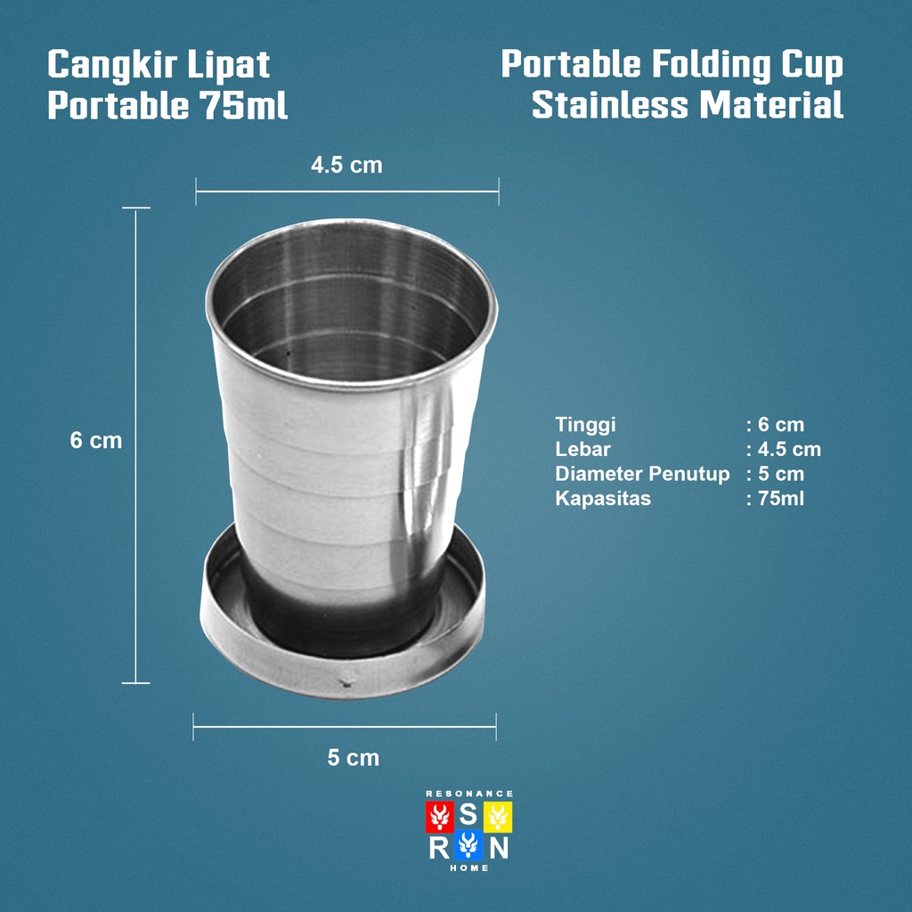 Cangkir Lipat Stainless Portable 75ml / Resonance Home