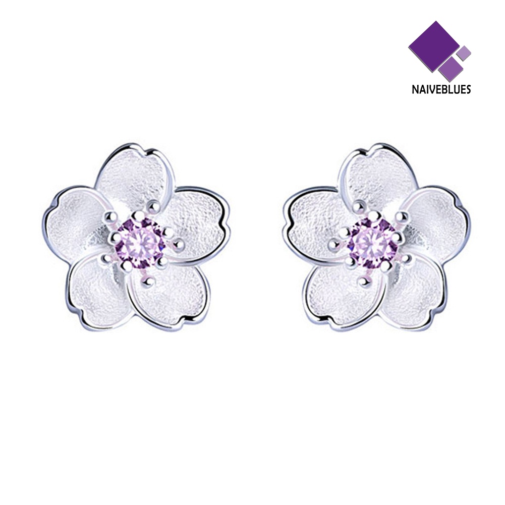 Anting Stud Desain Bunga Sakura Gaya Elegan Untuk Pesta