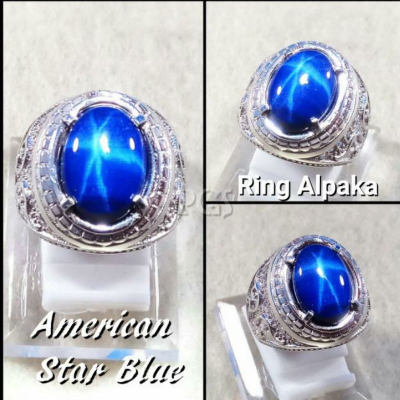 cincin batu amerika blue star ring alpaka