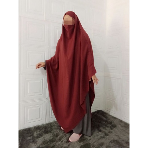 French Khimar JUMBO WOLFIS GRADE a lancip depan belakang lancip 130x145