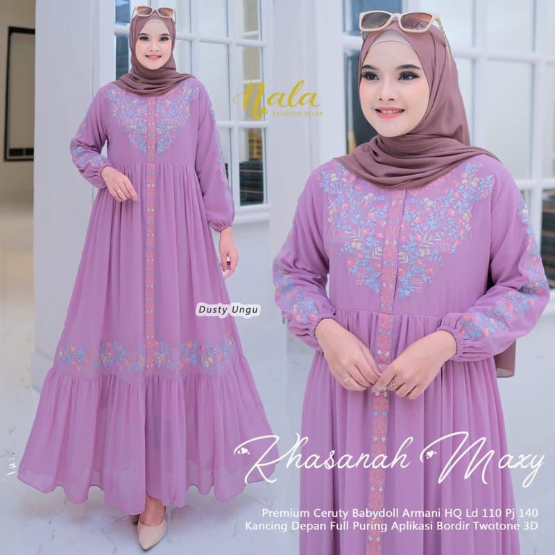 [COD] khasanah Maxy / UKURAN M,L,XL,XXL JUMBO gamis ceruty bordil BEST SELLER