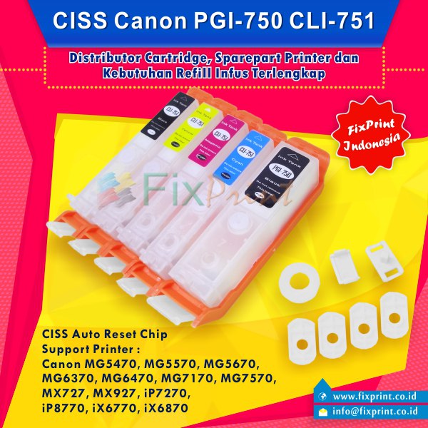 CISS Canon PGI750 CLI751 CANON Pixma MG5470 / MG6370 / MX727 / MX927 FPTS3346