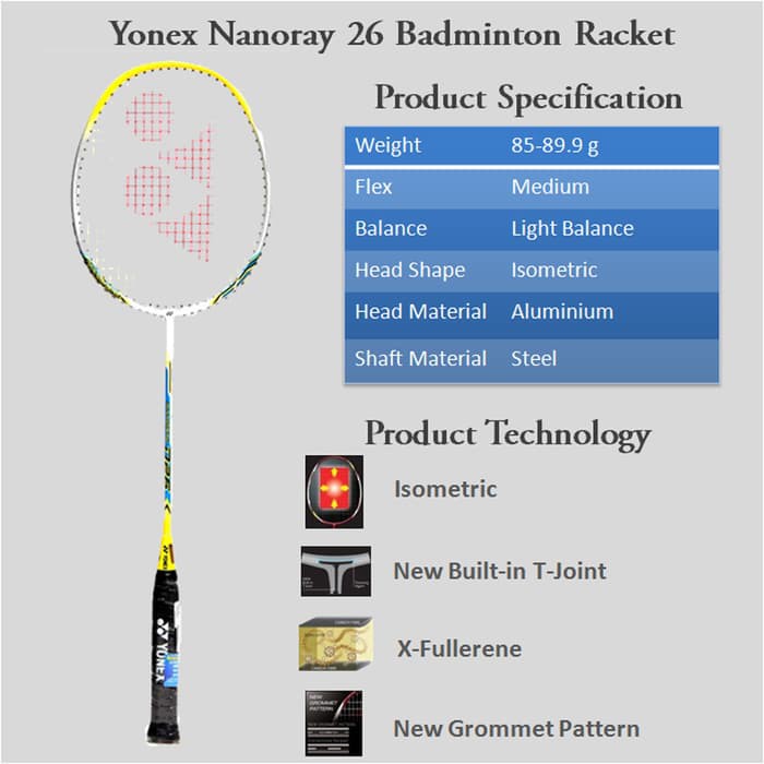 Raket Badminton Yonex Nanoray D26 (Taiwan)  100% Ori Yonex Sunrise 