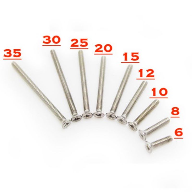 REP TAMIYA 15510 STAINLESS STEEL COUNTERSUNKS SCREW (100PCS) / BAUT PIPIH PALA RATA M2 (HARD STEEL MATERIAL)BAHAN KERAS