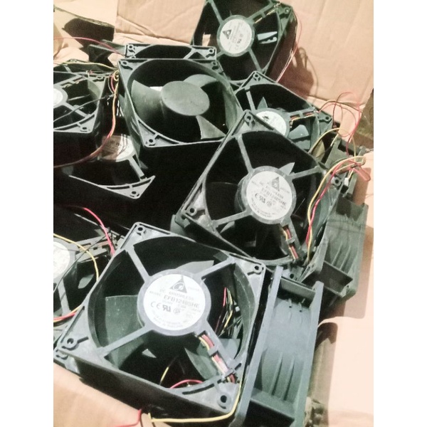 kipas bell berring  DC 48v 12x12cm 0'30a/0'18a merek delta tebal 4cm