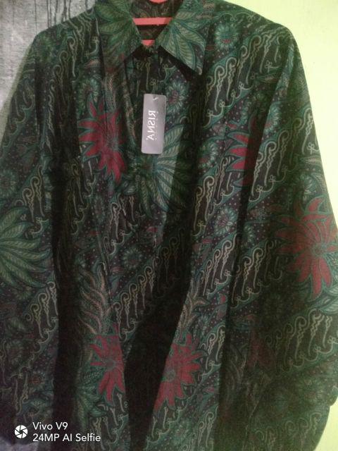 Risna Batik Biru Kemeja Batik Premium Lengan Panjang Pria