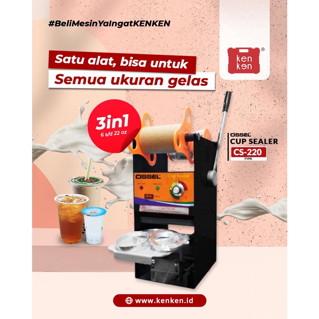 OSSEL Mesin Cup Sealer 22OZ Press Gelas Tinggi 22oz Tutup Gelas Plastik