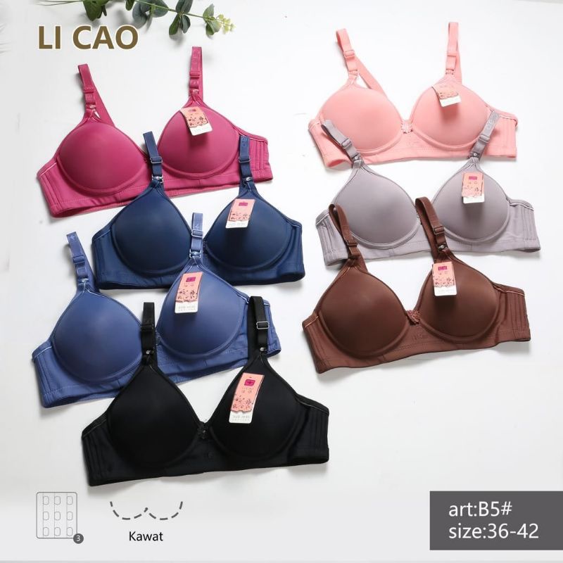 Bh-Bra Licau B5 Tanpa Kawat Cup B size jumbo kait 3