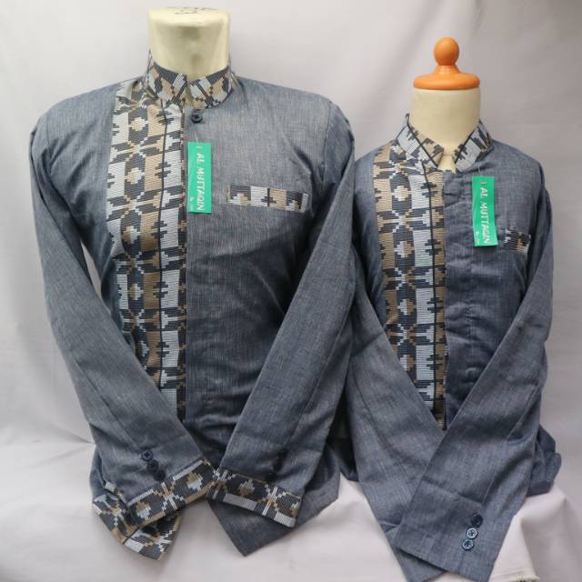 Baju Koko Muslim Pria Dewasa Anak Jasko Jas Koko Biru Muda Couple Pasangan Ayah Anak Laki2 CPPB 021