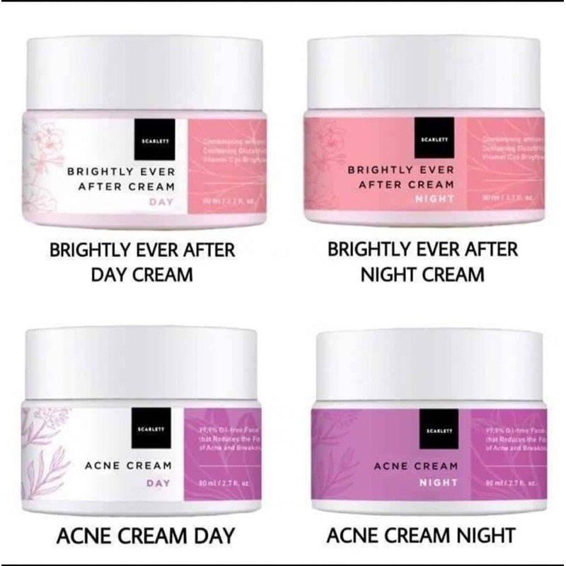 COD - SCARLETT WHITENING CREAM ACNE DAY AND NIGHT - AMPUH BASMI JERAWAT DAN BEKASNYA