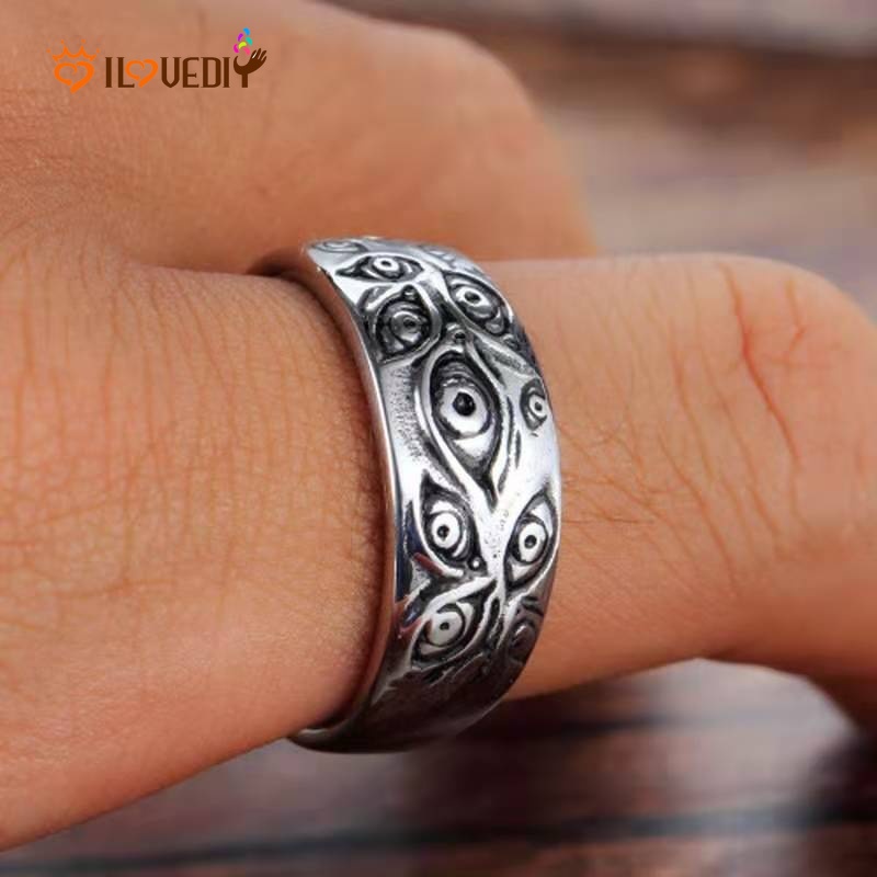 Cincin Jari Desain Dewa Demon Eye Gaya Punk Hip Hop Untuk Pria Dan Wanita