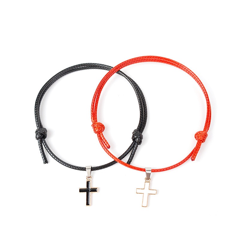 2 Pcs Gelang Couple Pasangan Cross Tali Lilin Untuk Persahabatan bestie Aksesoris Fashion - olo